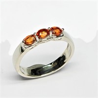 Silver Orange Sapphire(0.45ct) Ring