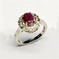 Silver Ruby White Topaz(1.35ct) Ring