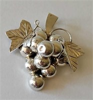 Sterling Silver Grapes Brooch/Pendant