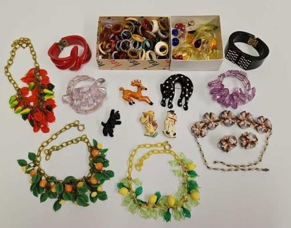 Lot of Mostly All Antique Plastic Jewelry