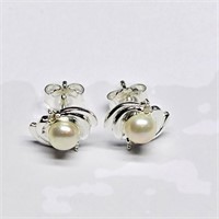 Silver Pearl Cz(1.25ct) Earrings