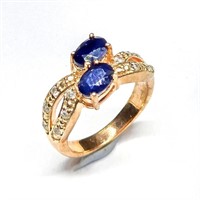 RoseGold Plated Sil Blue Sapphire White Topaz(1.1
