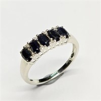Silver Blue Sapphire White Topaz(1.35ct) Ring