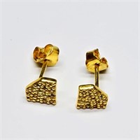 Gold plated Sil White Topaz(0.15ct) Earrings
