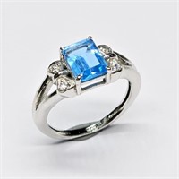 Silver Swiss Blue Topaz(1.35ct) Ring