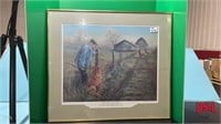 Picture in Frame-Ducks Unlimited Farmer & His Dog