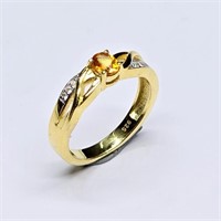 Gold plated Sil Yellow Sapphire White Topaz(0.3ct