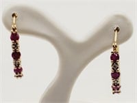 (H) 14kt Yellow Gold Ruby and Diamond Pierced
