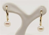 (H) 14kt Yellow Gold Cultured Pearl Pierced