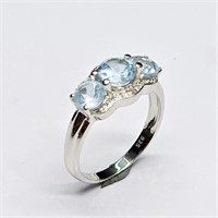 Silver Blue Topaz Cz(1.5ct) Ring