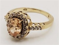 (N) 10kt Yellow Gold Champagne Tourmaline and CZ