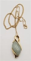 (N) 14kt Yellow Gold Jade Necklace (18" long)