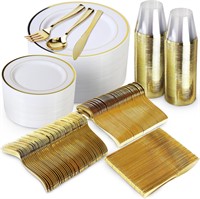 600pc Gold Dinnerware Set for 100 Guests