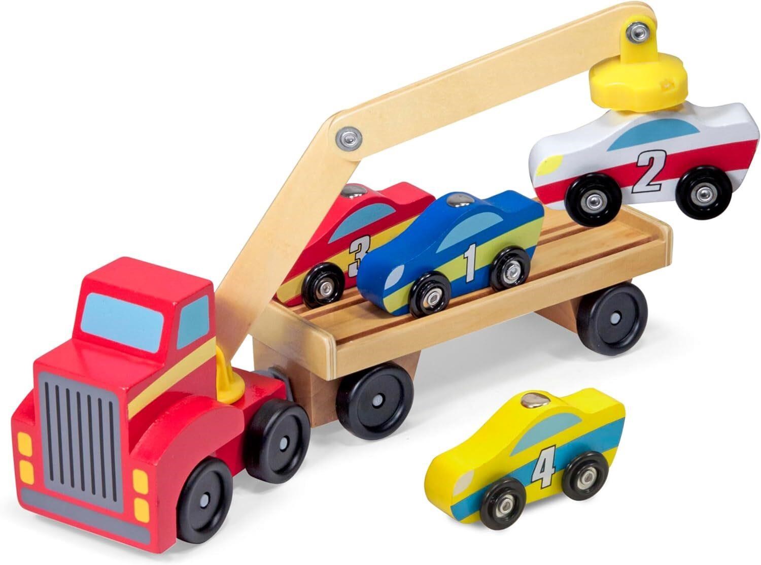 Melissa & Doug Magnetic Car Loader Toy Set  3+