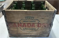 Antique Wooden Canada Dry Soda Crate Full Of