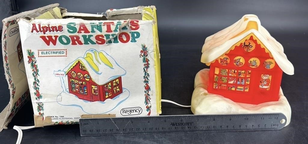Vintage Aline Lighted Santas Workshop (Works)