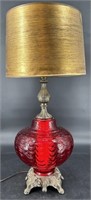 Beautiful MCM Ruby Red Drape Lamp