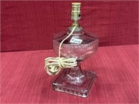 Oil lamp, electrified, Gracian patterned glass oil