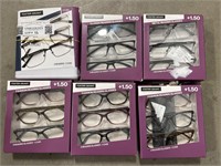 Design Optics Plastic Reading Glasses +1.50 6 Pack