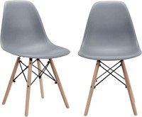 (2)Modern Mid-Century Shell Dining Chairs, Grey
