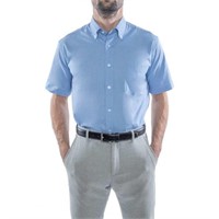 Nautica Men’s LG Short Sleeve Dress Shirt, Blue