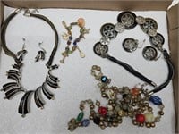 Costume Jewelry Lot  Glass Beads, Charm Bracelet