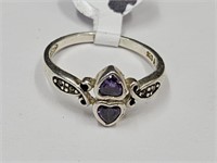 925 Silver Ring Size 8 1./2 Double Hearts