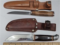 VTG Fix Blades Sharp Knives w Leather Sheaths