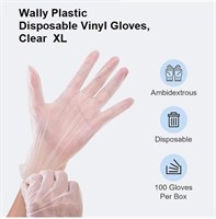 Wally Plastic Disposable Vinyl Gloves, Clear XL