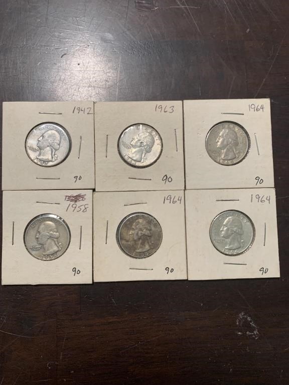 6 Silver US quaters