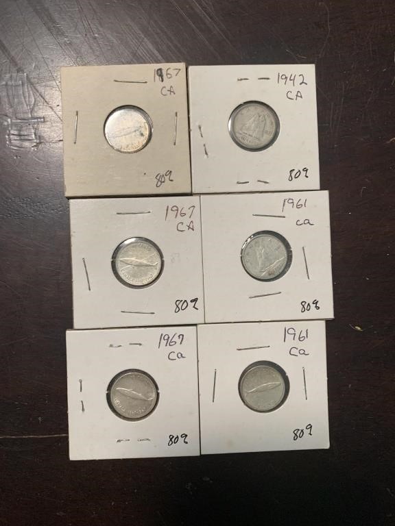 6 80% Silver Canadian dimes