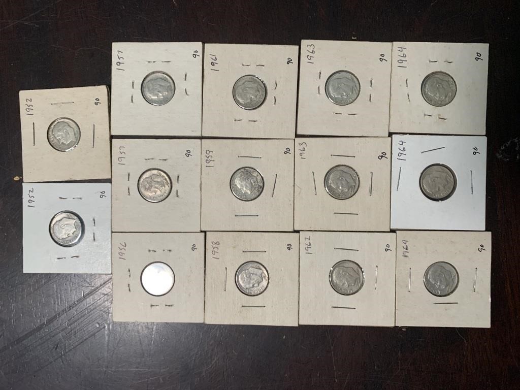 14 Silver US dimes