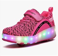 New (Size 28) Roller Shoes Girls Kids LED Light