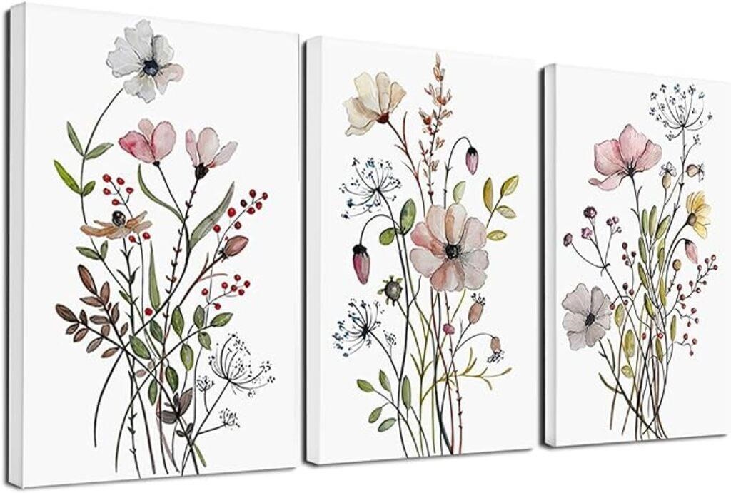 Nicjoy Abstract Watercolor Flowers Leaves Canvas