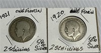 1920 & 1921 One Florin 50% Silver - 2 Shillings