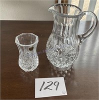 Crystal, Bud vase and Crystal water pitcher
