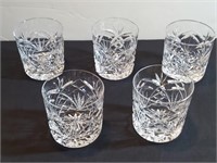 5pc Waterford Kinsale Crystal Rocks Glasses