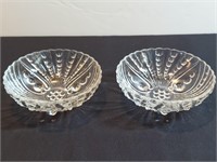 2pc Burple Pattern 5" Foored Bowls Clear Glass