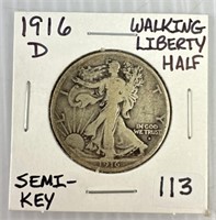 1916 D Walking Liberty Half Semi Key