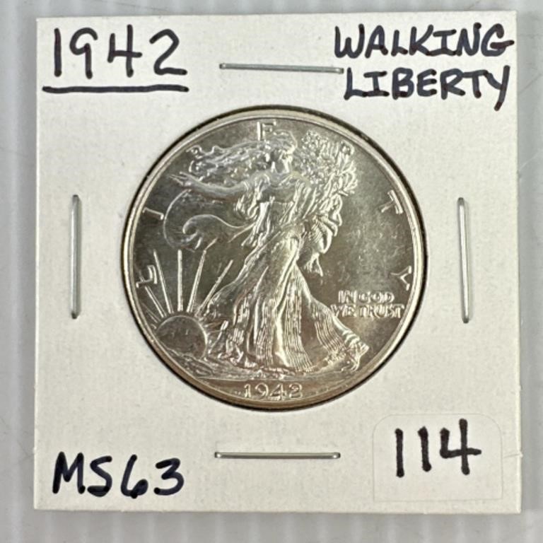 1942 Walking Liberty Half BU