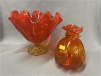 2 Pieces of Unsigned Art Glass