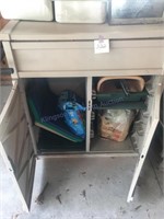 Plastic storage cabinet with contents