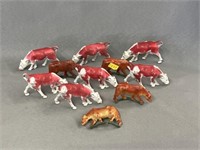 Early Cast Metal Cow Figurines