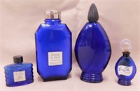 4 Bourjois Evening In Paris cobalt glass bottles