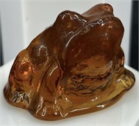 Wilkerson Amber Art Glass Frog
