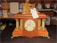 Seth Thomas Figural Mantle Clock. Runs, With Key.