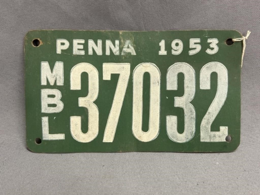 1953 Cardboard License Plate