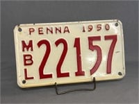 1950 Pennsylvania Motor Boat License Plate