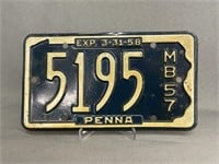 1958 Pennsylvania Motorcycle License Plate