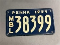 1954 Pennsylvania Motor Boat License Plate